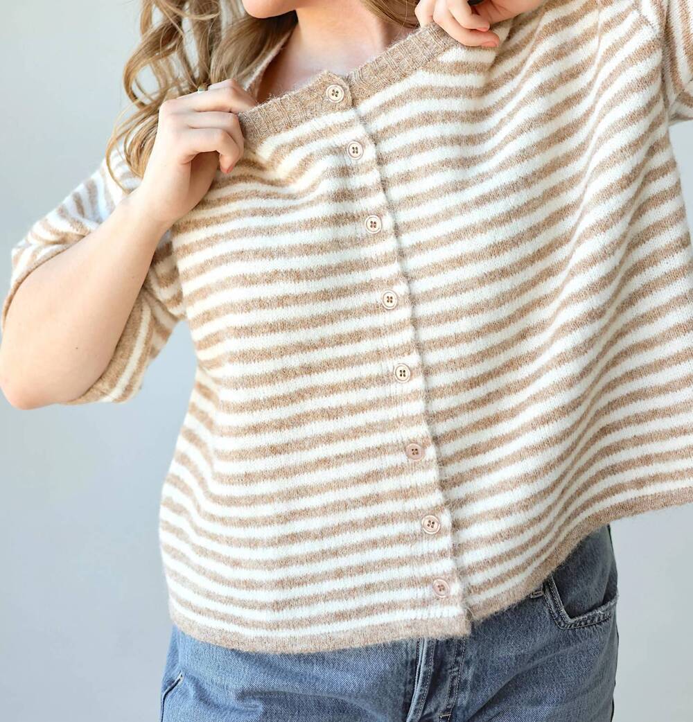 NEW CANDESCENT sorrento striped knit cardigan in oat